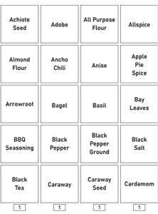 vgt offers 160 elegantly designed spice jar labels (153 pre-printed + 7 blank); bold design and large font size water resistant and long lasting for spice rack organizer