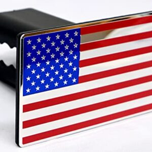 eVerHITCH USA American Flag Metal Hitch Cover (Fits 2" Receiver, Blue/Red/Chrome)