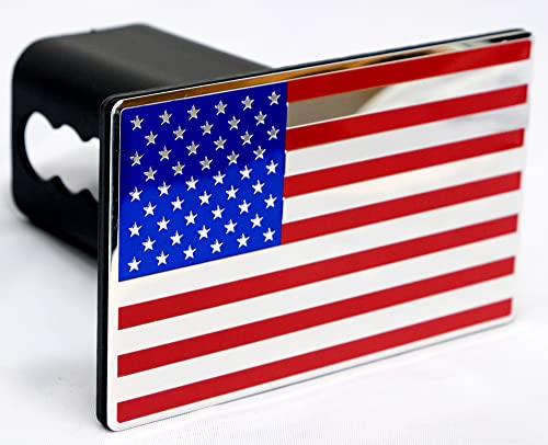 eVerHITCH USA American Flag Metal Hitch Cover (Fits 2" Receiver, Blue/Red/Chrome)