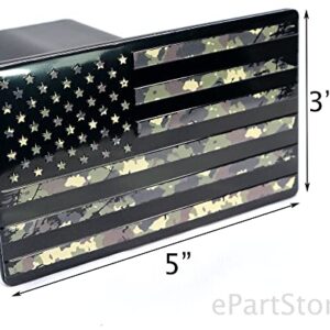 eVerHITCH USA American Flag Metal Hitch Cover (Fits 2" Receiver, Military Camouflage)