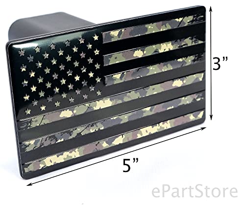 eVerHITCH USA American Flag Metal Hitch Cover (Fits 2" Receiver, Military Camouflage)