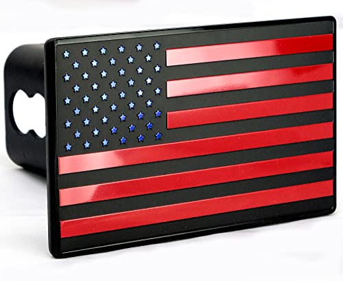 eVerHITCH USA American Flag Metal Hitch Cover (Fits 2.5" Receiver, Black/Red/Blue)