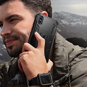 Poetic Revolution Series Case for iPhone Xs Max 6.5 inch, Full-Body Rugged Dual-Layer Shockproof Protective Cover with Kickstand and Built-in-Screen Protector, Black