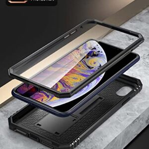 Poetic Revolution Series Case for iPhone Xs Max 6.5 inch, Full-Body Rugged Dual-Layer Shockproof Protective Cover with Kickstand and Built-in-Screen Protector, Black