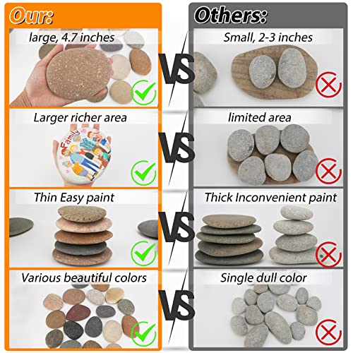 10PCS Extra-Large River Rocks for Painting,Multi-Color Painting Stones,3.3-4.5 inch Smooth and Flat Rocks for Arts & DIY, Mandala and Kindness Stones,Perfect for Kids Party,Crafts