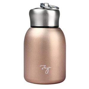 mini water bottles,9 oz vacuum thermo bottle with leakproof stainless water flask for coffee hot and cold drink,portable sport (rose gold color)