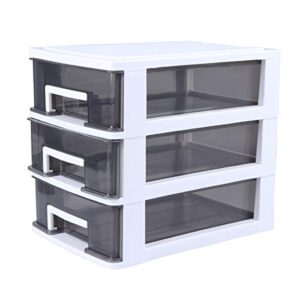 besportble 3 plastic storage drawers- drawer storage organizer white frame with clear drawers