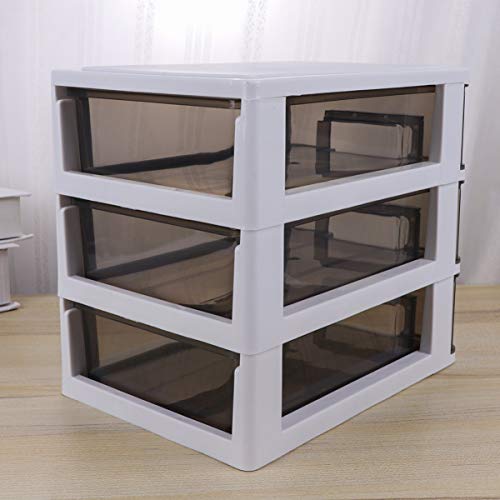 BESPORTBLE 3 Plastic Storage Drawers- Drawer Storage Organizer White Frame with Clear Drawers