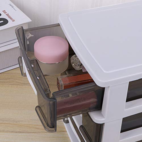 BESPORTBLE 3 Plastic Storage Drawers- Drawer Storage Organizer White Frame with Clear Drawers