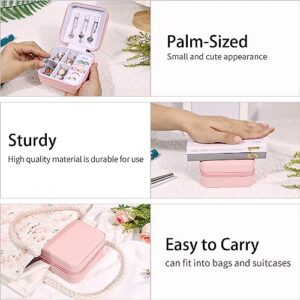 batifine Travel Jewelry Box, Small Travel Jewelry Organizer, Portable Jewelry Box Travel Mini Storage Organizer Portable Display Storage Box For Rings Earrings Necklaces Gifts (Pink)