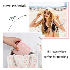 batifine Travel Jewelry Box, Small Travel Jewelry Organizer, Portable Jewelry Box Travel Mini Storage Organizer Portable Display Storage Box For Rings Earrings Necklaces Gifts (Pink)