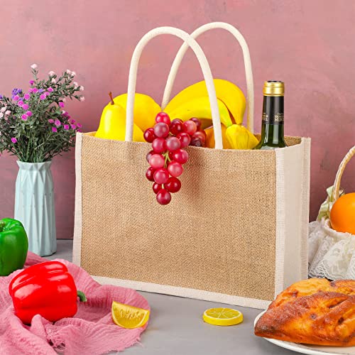 10 Pcs Burlap Jute Bags Jute Totes with handle Burlap Jute Gift Totes Burlap Welcome Bags for Women Bridesmaid Wedding Beach (12.6 x 8.66 x 5.12 Inch)