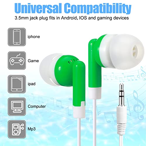 Konohan 100 Pack Kids Earbuds Wired Earphones Wired Earbuds Multipack Earbuds Earphones Headphones Earbuds for School Library Museum Classroom Students