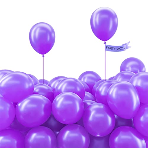 PartyWoo Purple Balloons, 120 pcs 5 Inch Pearl Purple Balloons, Latex Balloons for Balloon Garland Balloon Arch as Party Decorations, Birthday Decorations, Wedding Decorations, Baby Shower Decorations