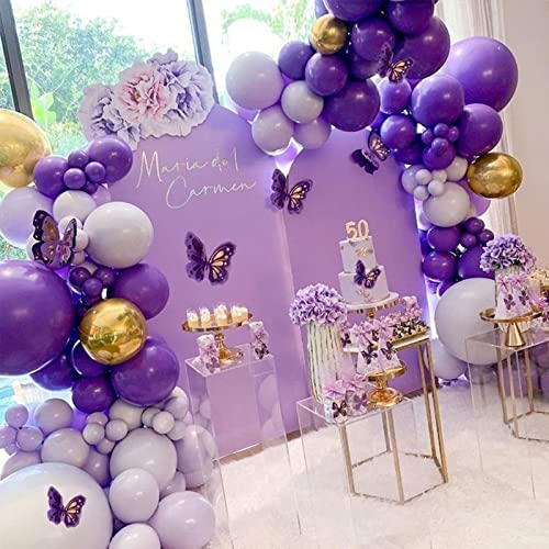 PartyWoo Purple Balloons, 120 pcs 5 Inch Pearl Purple Balloons, Latex Balloons for Balloon Garland Balloon Arch as Party Decorations, Birthday Decorations, Wedding Decorations, Baby Shower Decorations