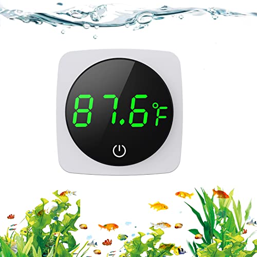 Digital Aquarium Thermometer, PAIZOO LED Display Thermometer for Aquarium Fish Tank, High Accurate to ±0.9°F, Touch & Sleep Mode, Thermometer with Temperature Sensor on The Back for Fish, Turtles