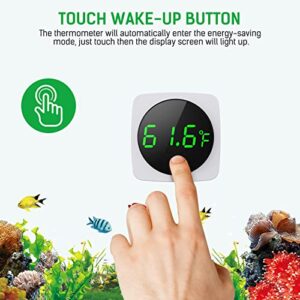 Digital Aquarium Thermometer, PAIZOO LED Display Thermometer for Aquarium Fish Tank, High Accurate to ±0.9°F, Touch & Sleep Mode, Thermometer with Temperature Sensor on The Back for Fish, Turtles