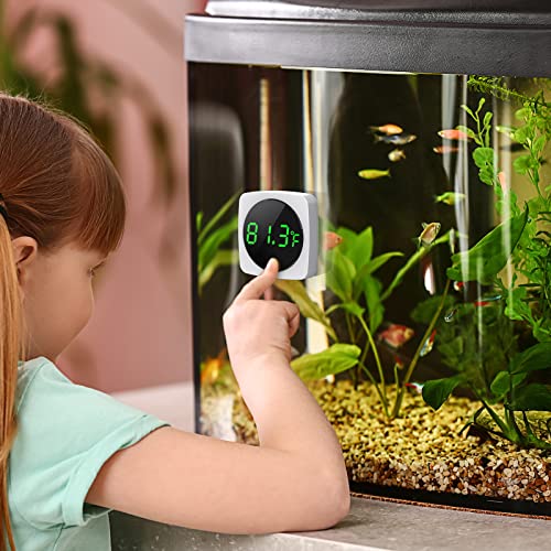 Digital Aquarium Thermometer, PAIZOO LED Display Thermometer for Aquarium Fish Tank, High Accurate to ±0.9°F, Touch & Sleep Mode, Thermometer with Temperature Sensor on The Back for Fish, Turtles