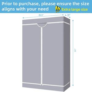 PUNION Cover Only Available for CJ-B1133W2 Garment Rack, Dustproof Oxford Fabric Hanger Sleeve with Zipper, with Side Pocket, 36" L x 18" W x 71" H, Grey