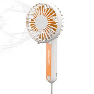 coolfor handheld fan,usb rechargeable hand fan with 2000mah battery operated small fan with 3 adjustable speeds,180°rotation foldable mini fan for office desktop picnic shopping and travel（white