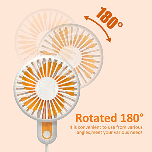 Coolfor Handheld Fan,USB Rechargeable Hand Fan with 2000mAh Battery Operated Small Fan with 3 Adjustable Speeds,180°Rotation Foldable Mini Fan for Office Desktop Picnic Shopping and Travel（White