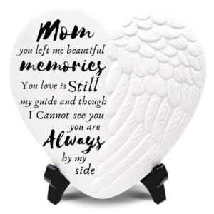 memorial gifts for loss of mother - sculptural angel wing plaque w/sympathy card - sympathy gifts for loss of mom, grief condolence funeral remembrance gifts - bereavement gifts for loss of mother