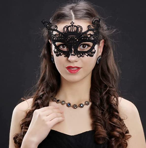 DNHCLL Women Masquerade Mask Lace Masks Prom Ball Bar Masquerade Halloween Costume Party Decor(Crown Style)