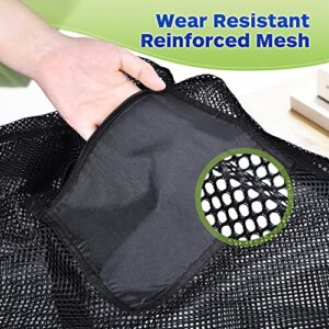 OTraki Mesh Laundry Bags with Adjustable Shoulder Straps Handle 28 x 36 inch Large Heavy Duty Laundry Backpack Drawstring Soccer Ball Bag for Gym Sports Equipment Beach College Dorm Travel Camp Black