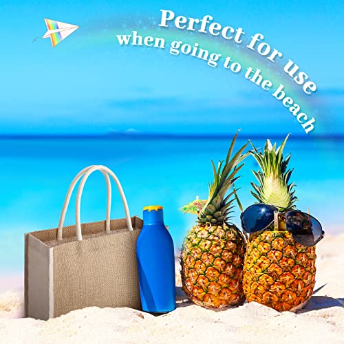 10 Pcs Small Burlap Jute Bags Jute Totes with handle Burlap Jute Gift Totes Burlap Welcome Bags for Women Bridesmaid Wedding Beach (8.66 x 6.3 x 5.12 Inch)