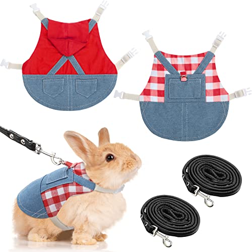 Rabbit Harness and Leash Bunny Stuff Rabbit Walking Harness Bunny Leash and Harness Small Bunny Essentials Bunny Rabbit Harness with Leash for Kitten Puppy Small Pets Walking (Red, Medium)