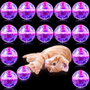 chengu 15 pieces ghost hunting cat ball light up cat balls motion activated interactive cat toy small led glowing pet ball for animal dog running activity indoor supplies, 1.38 x 1.5 inches