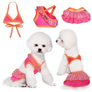 tony hoby dog swimsuit, dog bikini swimming dress, dog beach dress in seaside, pool, dog bathing suit for small medium dog (3pcs, orange, l)