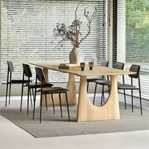 NIUYAO Solid Wood Dining Table Rectangle Modern in Nature with Double Pedestal Table Only for Dining Room Kitchen Leisure Table -63" L x 27.5" W x 29.5" H