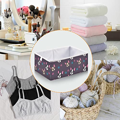 Emelivor French Bulldog Puppies Cube Storage Bin Collapsible Storage Bins Waterproof Toy Basket for Cube Organizer Bins for Kids Girls Boys Toys Book Office Home Shelf Closet - 11.02x11.02x11.02 IN