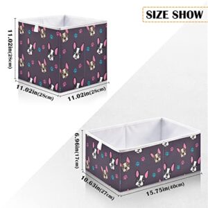 Emelivor French Bulldog Puppies Cube Storage Bin Collapsible Storage Bins Waterproof Toy Basket for Cube Organizer Bins for Kids Girls Boys Toys Book Office Home Shelf Closet - 11.02x11.02x11.02 IN