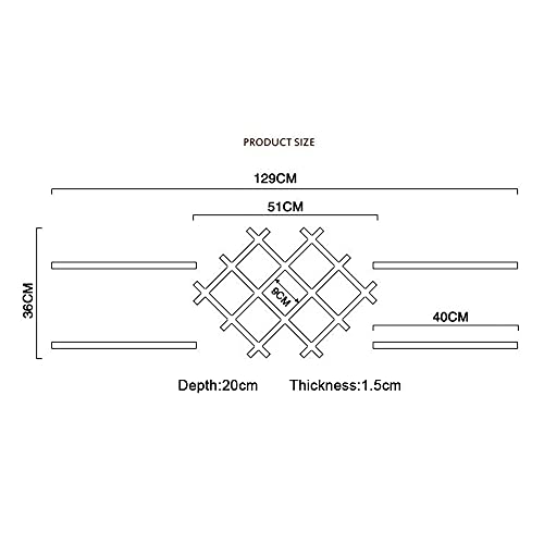 Wall Mounted Wine Rack, Modern Diamond-Shaped Set of 5 Wine Rack Wall Mounted Wooden Wine Holder Shelf Shelves and Glass Holder Rack Insert Display Rack Multifunctional Storage Shelf (White/Black)