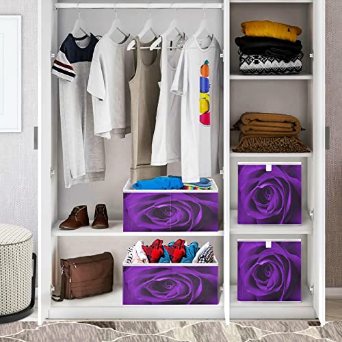 KEEPREAL Purple Rose Basket Bin Large Storage Basket Toy Basket Rectangular Storage Basket Clothes Basket Decorative Basket for Home Office