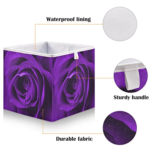 KEEPREAL Purple Rose Basket Bin Large Storage Basket Toy Basket Rectangular Storage Basket Clothes Basket Decorative Basket for Home Office