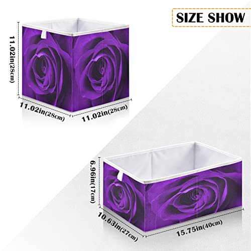 KEEPREAL Purple Rose Basket Bin Large Storage Basket Toy Basket Rectangular Storage Basket Clothes Basket Decorative Basket for Home Office