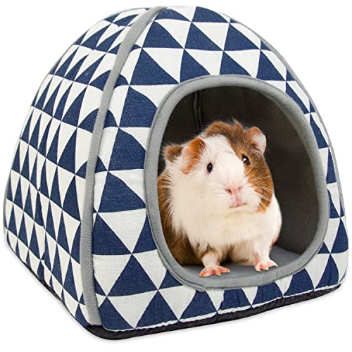 TiereCare Guinea Pig Hideout Bunny Bed Hamster House Cozy Guinea Pig Cage Accessories Rabbit Habitat Hide-Out for Hedgehog Small Animal Supplies(Blue)