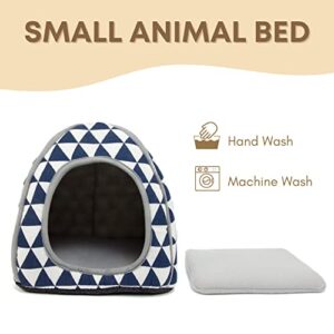 TiereCare Guinea Pig Hideout Bunny Bed Hamster House Cozy Guinea Pig Cage Accessories Rabbit Habitat Hide-Out for Hedgehog Small Animal Supplies(Blue)