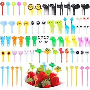 152pcs food picks for kids, seansda fun kids food picks for picky eaters, cute animal fruit toothpicks, reusable toddler food pick, kids lunch accessories for bento box - bpa free