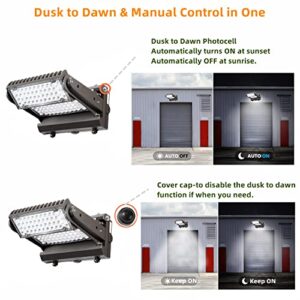 Dusk to Dawn 150W Rotatable LED Wall Pack Light, 5000K 20000LM 800-1000W HPS/HID Equiv, ETL Adjustable Head Outdoor LED Wallpack Lighting Fixture for Area Light, Parking, Garages,Warehouse,Entrance