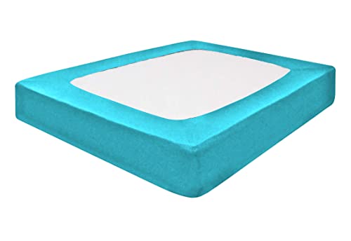 DG Beddings Box Spring Cover King Size - 100% Egyptian Cotton Wrap Around 4 Sides Bed Skirt for Hotel & Home, Fits Box Springs up to 8” - King, Turquoise Blue