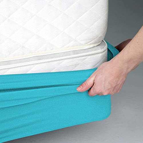 DG Beddings Box Spring Cover King Size - 100% Egyptian Cotton Wrap Around 4 Sides Bed Skirt for Hotel & Home, Fits Box Springs up to 8” - King, Turquoise Blue