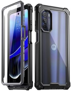 poetic guardian case designed for motorola moto g stylus 5g (2022) model #: xt2215, [6ft mil-grade drop tested], full-body hybrid shockproof bumper cover with built-in screen protector, black