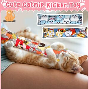 6 Pack Catnip Kicker Toy Interactive Cat Kicker Toy Kitty Kick Sticks for Cats, Durable and Bite Resistant Cat Chew Toy Indoor Cat Kick Pillow Toy with Cute Patterns for Kitten Pet Supplies, 10.6 Inch