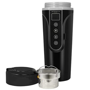 Funchic Heated Travel Mug Electric Coffee Warmer 12V Thermos Cup Intelligent Travel Mug with Temperature Control for Car