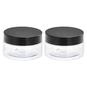 uxcell round plastic jars with black screw top lid, 3oz/ 80ml wide-mouth clear empty containers for storage, organizing, 2pcs