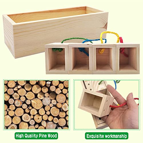 PINVNBY Wooden Enrichment Foraging Toys, Rabbit Puzzle Enrichment Toys Small Animals Interactive Hide Puzzle Snuffle Game for Rats,Guinea Pigs,Rabbits,Parrot